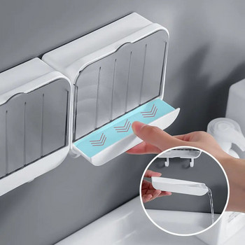 Επιτοίχια θήκη για σαπούνι αποστράγγισης Μπάνιο Αδιάβροχο ανοιχτό καπάκι Σχάρα πιάτων Κουτί αποθήκευσης Ταξιδιωτικό Θήκη με γάντζους