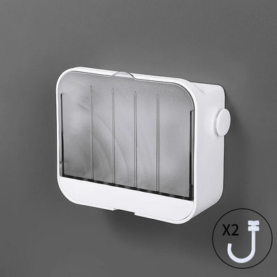 Falra szerelhető lefolyó szappantartó tartó Fürdőszoba Vízálló nyitott fedelű Szappantartó edénytartó doboz Utazásszervező tok kampókkal