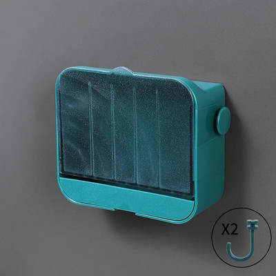 Falra szerelhető lefolyó szappantartó tartó Fürdőszoba Vízálló nyitott fedelű Szappantartó edénytartó doboz Utazásszervező tok kampókkal