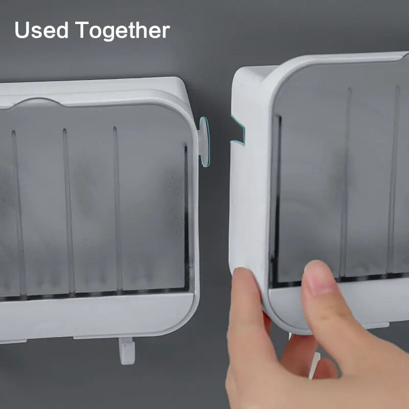 Falra szerelhető lefolyó szappantartó tartó Fürdőszoba Vízálló nyitott fedelű Szappantartó edénytartó doboz Utazásszervező tok kampókkal