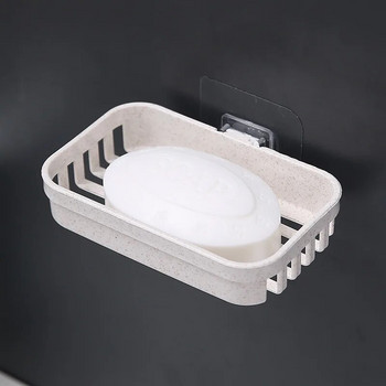 Двуслойна гъба за сапун без пробиване Държач за тоалетна канализация Творчески стенен рафт за баня Лента за глава Съхранение Многофункционален