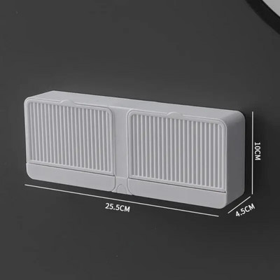 Βάση σαπουνιού Σαπουνιού Αποστράγγιση Διπλού Πλέγματος Κουτί πολλαπλών χρήσεων Κατακόρυφο επιτοίχιο κουτί σαπουνιού με καπάκι Αξεσουάρ μπάνιου