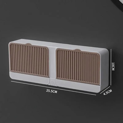 Βάση σαπουνιού Σαπουνιού Αποστράγγιση Διπλού Πλέγματος Κουτί πολλαπλών χρήσεων Κατακόρυφο επιτοίχιο κουτί σαπουνιού με καπάκι Αξεσουάρ μπάνιου