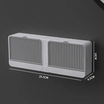 Βάση σαπουνιού Σαπουνιού Αποστράγγιση Διπλού Πλέγματος Κουτί πολλαπλών χρήσεων Κατακόρυφο επιτοίχιο κουτί σαπουνιού με καπάκι Αξεσουάρ μπάνιου