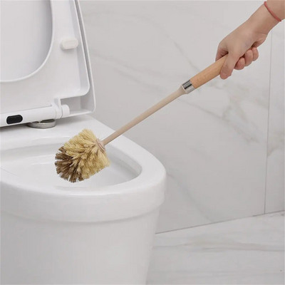 Többfunkciós WC tisztító kefe fa színű WC kefe súroló fürdőszoba nem holtszögű wc konyhai tisztítókefe 1 db