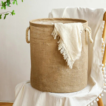 Сгъваема кошница за пране от памучно бельо Домакинска ръчна кошница за пране за мръсни дрехи Детска играчка Органайзер за различни вещи Консумативи за баня