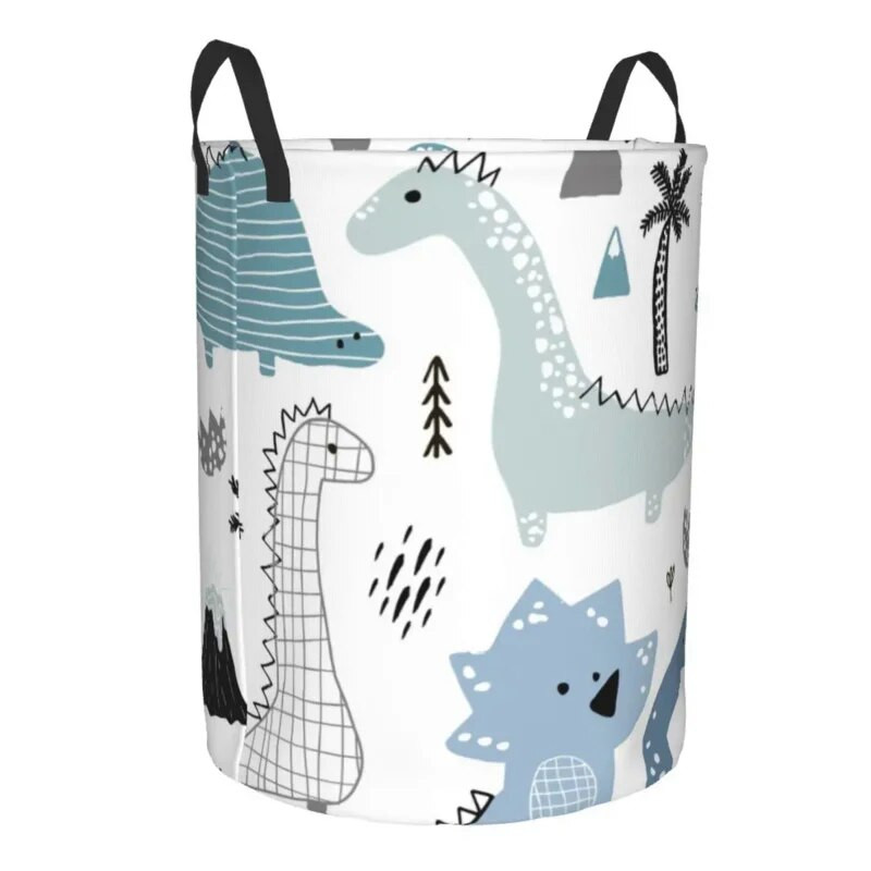Καλάθι ρούχων Σχεδιασμένο στο χέρι Σκανδιναβικό ύφασμα δεινοσαύρων που διπλώνει βρώμικα ρούχα Παιχνίδια Κάδος Οικιακή αποθήκευση Καλάθι Πρωτοχρονιάς
