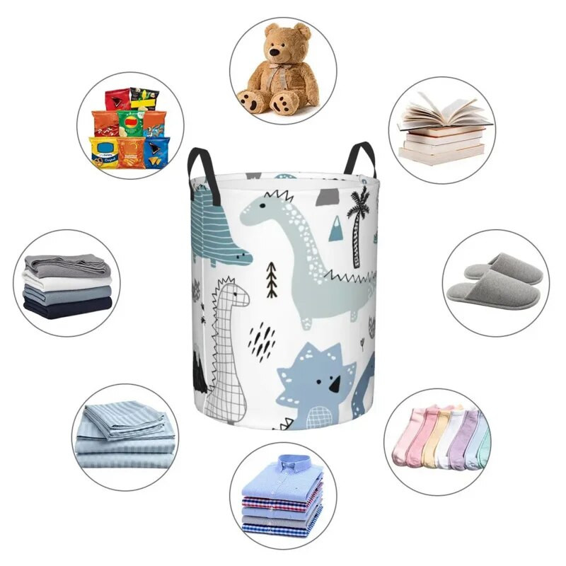 Καλάθι ρούχων Σχεδιασμένο στο χέρι Σκανδιναβικό ύφασμα δεινοσαύρων που διπλώνει βρώμικα ρούχα Παιχνίδια Κάδος Οικιακή αποθήκευση Καλάθι Πρωτοχρονιάς