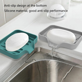 Силиконова чиния за сапун Самоотцеждаща се поставка за сапун Кухненска мивка Чиния за сапун Гъба Тава Дозатор за сапун Аксесоари за баня