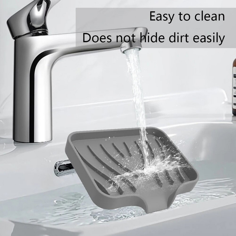 Силиконова чиния за сапун Самоотцеждаща се поставка за сапун Кухненска мивка Чиния за сапун Гъба Тава Дозатор за сапун Аксесоари за баня