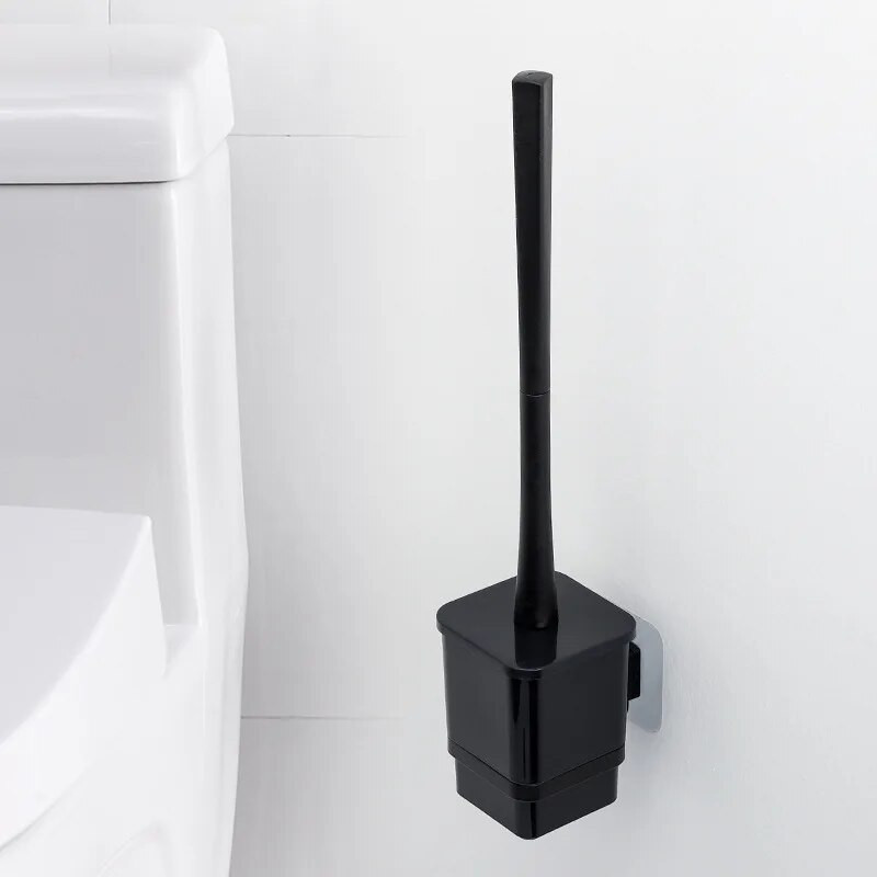 Kutni set četki za WC školjke Crne WC četke za kupaonicu s policama za pohranu Zidni moderni alati za čišćenje Pribor za pranje WC-a