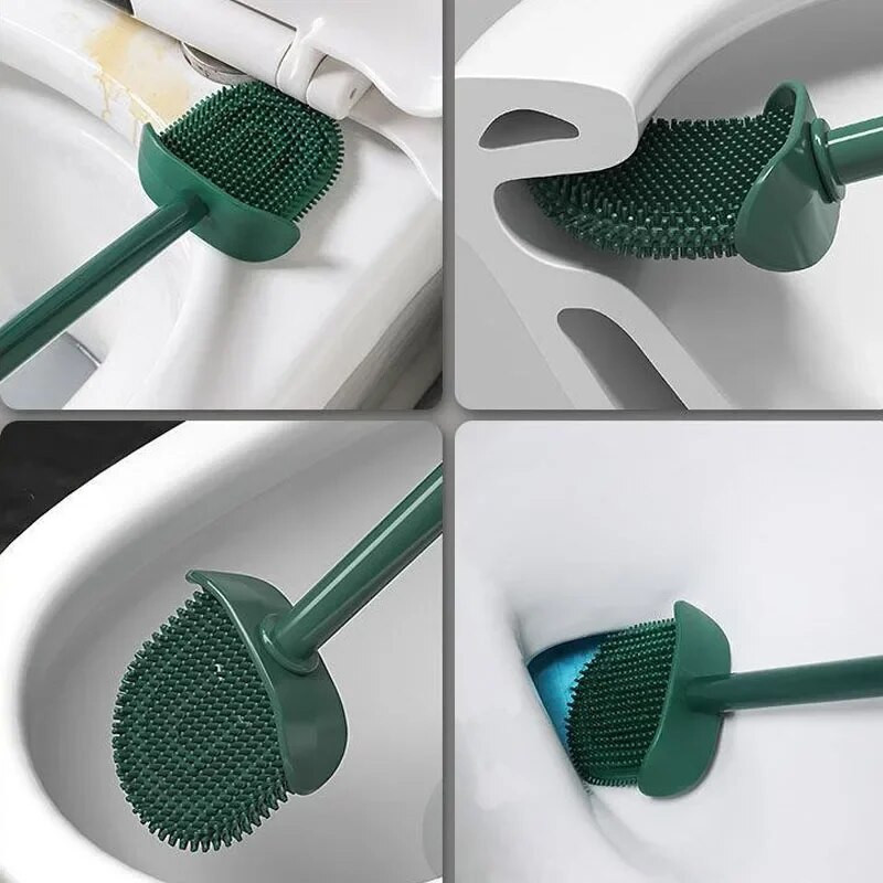 Sieninis tualeto šepetys Silikono plokščia šepečio galvutė Tualeto valiklio šepetėlių rinkinys Tualeto valymo įrankiai Vonios kambario priedai