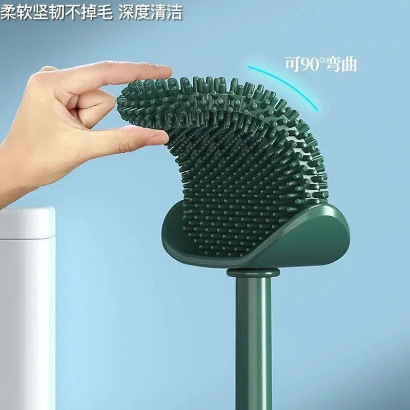 Sieninis tualeto šepetys Silikono plokščia šepečio galvutė Tualeto valiklio šepetėlių rinkinys Tualeto valymo įrankiai Vonios kambario priedai