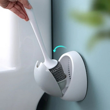 Силиконова тоалетна четка за аксесоари за тоалетна Отцеждаща се четка за тоалетна Стенни почистващи инструменти Комплекти домашни принадлежности за баня