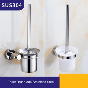 Монтирана четка за тоалетна 304 четка за почистване от неръждаема стомана аксесоари за тоалетна баня brosse wc почистващи продукти за дома