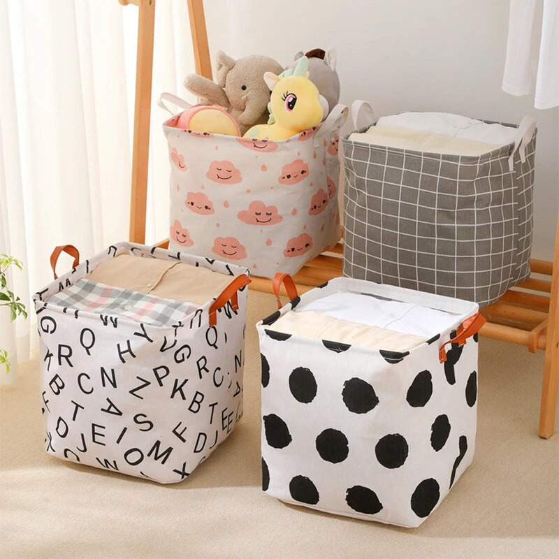 Nova ispisana košara za rublje, prijenosna sklopiva kućna torba za pohranu rublja, pamučna lanena korpa za dječje igračke, košara za prljavu odjeću