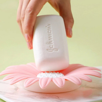 Χαριτωμένο Μπάνιο Daisy Πιάτο Σαπουνιού Δημιουργικό Αντιολισθητικό Σφουγγάρι Στήριγμα Αποστράγγισης Σαπουνιού Διπλής Στρώσης Κουτί σαπουνιού Αξεσουάρ μπάνιου