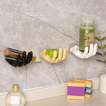 Забавен пръст Държач за сапунени чинии Държач за стенна кука Без пробив Ръчна креативна декоративна смола за съхранение на ключове Кука за сапун Баня