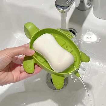 Практичен и очарователен държач за сапун с анимирани костенурки за домашна употреба, чиния за душ без натрупване на вода