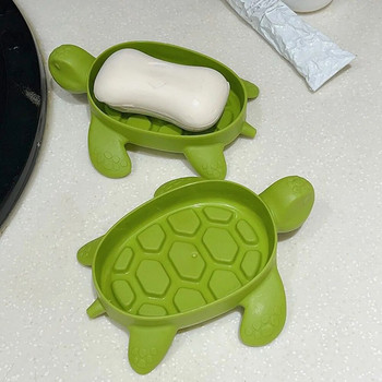 Практичен и очарователен държач за сапун с анимирани костенурки за домашна употреба, чиния за душ без натрупване на вода