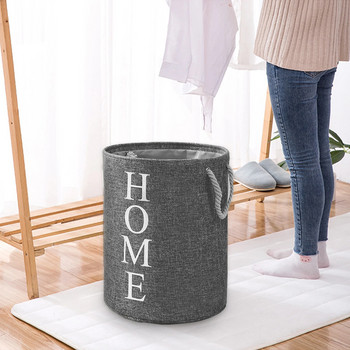 Сгъваема ленена кошница за пране с алуминиева пръстеновидна дръжка, преносима кофа за пране Кофа за съхранение на дрехи за баня