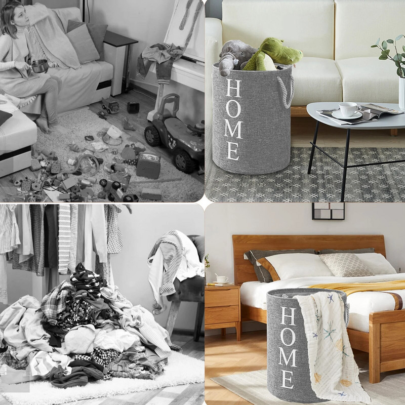 Sklopiva lanena košara za rublje s aluminijskom prstenastom ručkom, prijenosna kanta za rublje, kanta za pohranu kupaonske odjeće