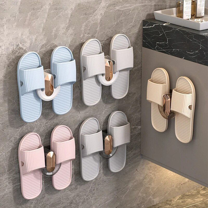 Vonios kambario šlepečių lentyna be perforacijos Paprastas šlepetės nutekėjimo kabliukas, pritvirtintas prie sienos miegamojo švaraus laikymo džiovinimo stovas