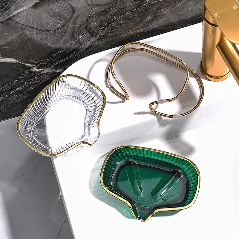 Lengvas prabangus muilo laikiklis, skirtas vonios kambario lapelių formos savaime nusausinantis muilo indas su metaliniu laikikliu vonios kambario priedai