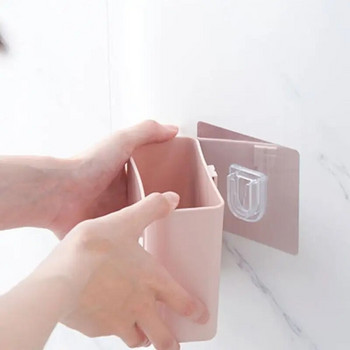Японска проста монтирана на стена кутия за съхранение Всекидневна Настолен органайзер Пластмасова поставка за четки за зъби за баня Поставка за съхранение за баня