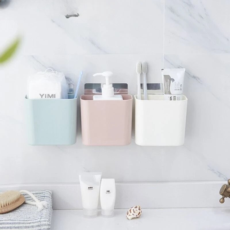 Japán egyszerű falra szerelhető tárolódoboz nappali asztali rendszerező műanyag fürdőszobai fogkefe állvány fürdőszobai tároló állvány