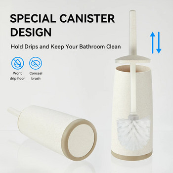 WORTHBUY Βούρτσα καθαρισμού τουαλέτας κατά του πιτσιλίσματος Εργαλείο καθαρισμού τουαλέτας με μακρύ χερούλι, εύκαμπτες τρίχες με βάση οικιακής βούρτσας τουαλέτας