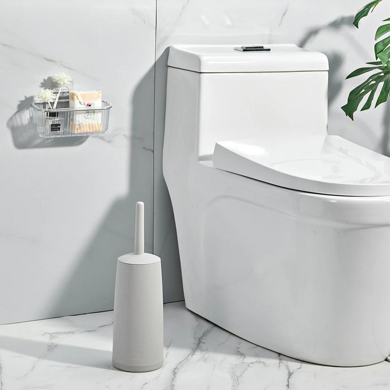 WORTHBUY Perie de curățare a toaletei anti stropire cu mâner lung, peri flexibili, instrument de curățare a toaletei cu suport, perie de toaletă de uz casnic