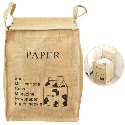 Naujas natūralaus džiuto skalbinių krepšelis nešvarių drabužių krepšelis buitinis laikymo krepšys su velcro sulankstomu tvarkyklės konteineriu