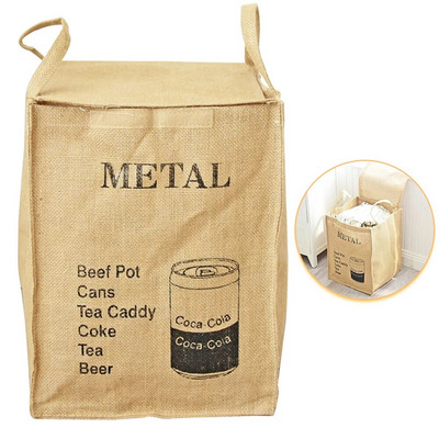 Naujas natūralaus džiuto skalbinių krepšelis nešvarių drabužių krepšelis buitinis laikymo krepšys su velcro sulankstomu tvarkyklės konteineriu