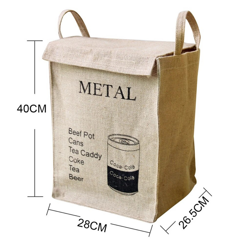 Naujas natūralaus džiuto skalbinių krepšelis nešvarių drabužių krepšelis buitinis laikymo krepšys su velcro sulankstomu tvarkyklės konteineriu