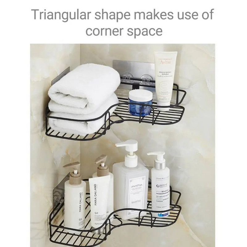 Kupaonski kutni stalak od nehrđajućeg čelika Kupaonska polica bez bušenja Police za tuširanje Bez deformacija Stalak za pohranu šampona Trokut