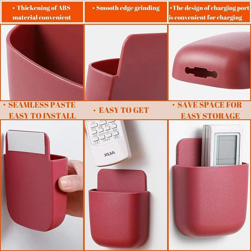 Монтиран на стена държач за дистанционно управление Самозалепваща се стойка за стена Телефон Химикалка Молив Четки Поставка за очила Кутия за съхранение Органайзер