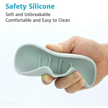 Силиконова поставка за сапунерка Самоотцеждаща се нехлъзгаща се тавичка за сапун Поставка за отцеждане на кухненска мивка Тава за съхранение на съдове