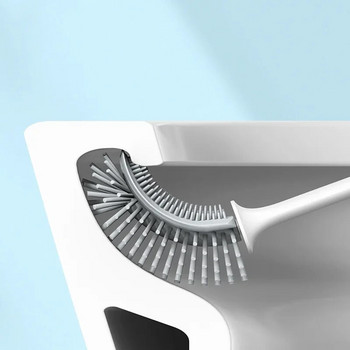 Мека TPR силиконова четка за тоалетна с държач, черна, монтирана на стена, подвижна дръжка, почистващ препарат за баня, издръжливи принадлежности за тоалетна