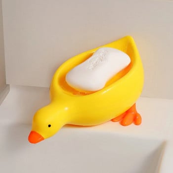 Поставка за кутия за сапун във формата на пате Пластмасова прекрасна кутия за сапун с дренажна функция, подходяща за мивки, бани, вани
