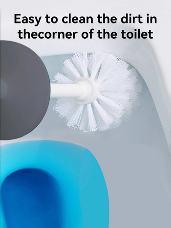 WORTHBUY Βούρτσα οικιακής μαλακής τρίχας για τουαλέτα Μπάνιο χωρίς νεκρή γωνία Βούρτσα καθαρισμού τουαλέτας με θήκη Προμήθειες τουαλέτας
