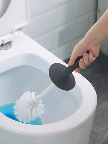 WORTHBUY Βούρτσα οικιακής μαλακής τρίχας για τουαλέτα Μπάνιο χωρίς νεκρή γωνία Βούρτσα καθαρισμού τουαλέτας με θήκη Προμήθειες τουαλέτας