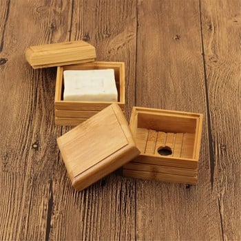 Кутия за сапунерка за пътуване Държач за калъф за сапун Екологичен бамбуков дървен контейнер за сапунерка Кутия за съхранение на сапун Аксесоари за баня N27