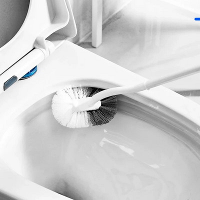Многофункционална глава Пластмасова четка за тоалетна Извита скрубер за почистване на баня Огъване Удебелена дръжка Ъглова четка Държач PP