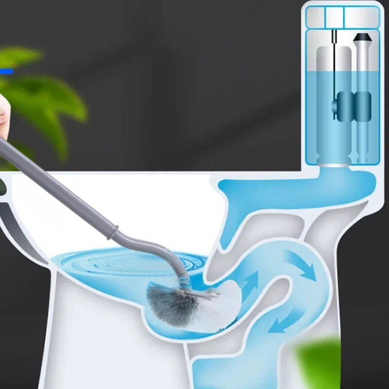 Daugiafunkcinė galvutė plastikinis tualeto šepetys, išlenktas vonios kambario valymo šveitiklis, lankstomas storas kampinis šepetys, PP laikiklis