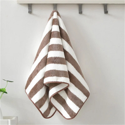 30x30cm Prosop de baie Coral Fleece Microfibră în dungi Adulti Textile de uz casnic Baie Moale Femei Sauna Spa Prosop absorbant