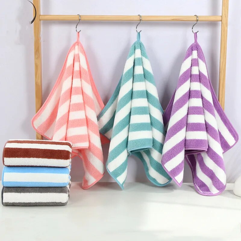 30x30cm vonios rankšluostis koralinis vilnas mikropluoštas dryžuotas suaugusiems buitinė tekstilė Vonios kambario minkšta moteriška sauna SPA sugeriantis rankšluostis