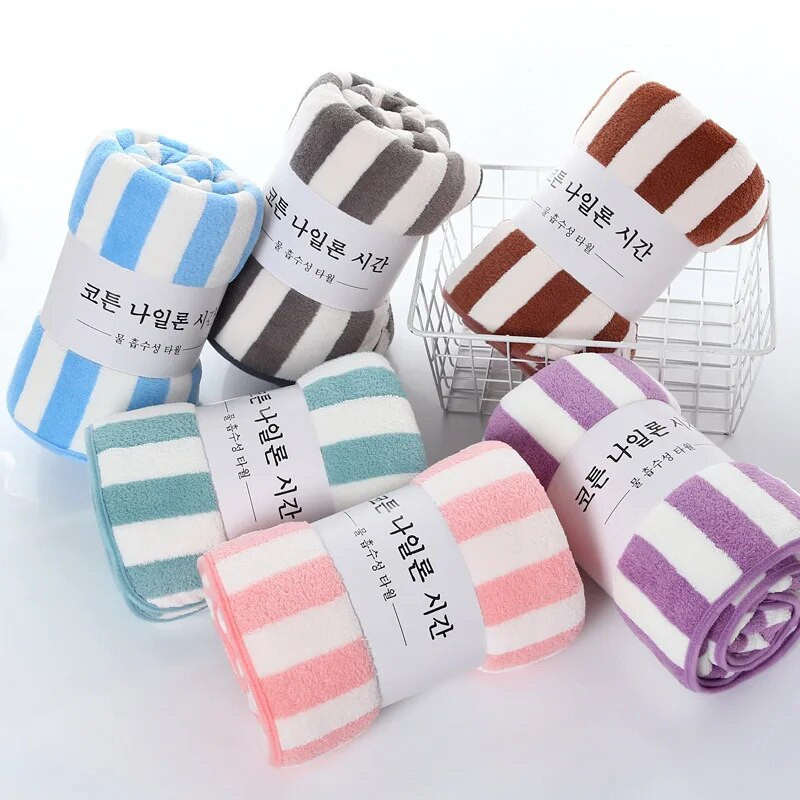 30x30cm vonios rankšluostis koralinis vilnas mikropluoštas dryžuotas suaugusiems buitinė tekstilė Vonios kambario minkšta moteriška sauna SPA sugeriantis rankšluostis