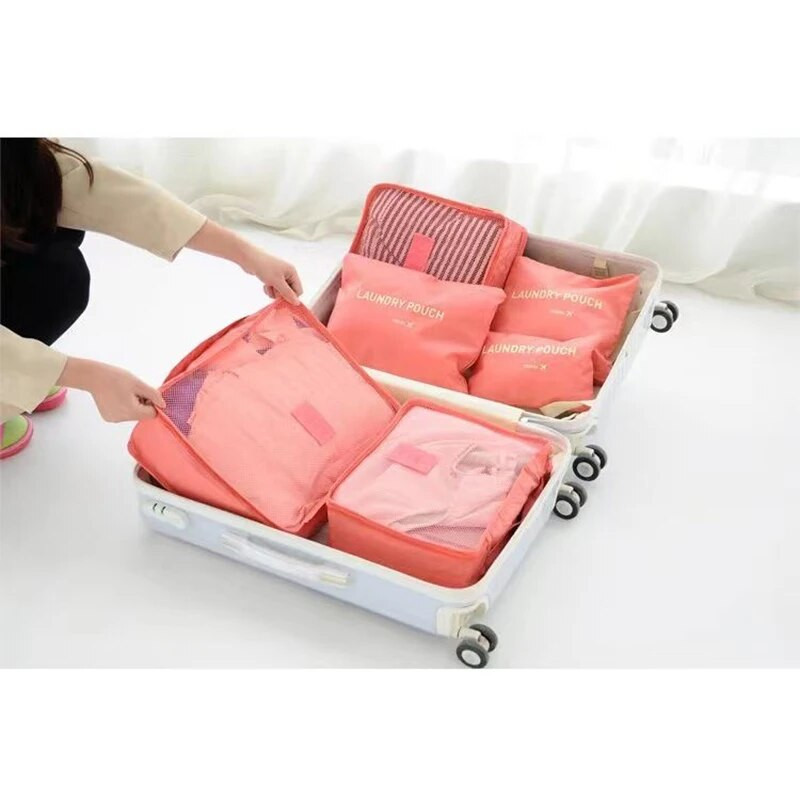 6vnt. Rinkinys Kelioniniai Krepšiai Sandėliavimo Tvarkyklės Krepšiai Nešiojami Kelioniniai Lagaminai Tvarkyklės Krepšiai Drabužiai Batai Makiažas Krepšys Bagažo tvarkyklė