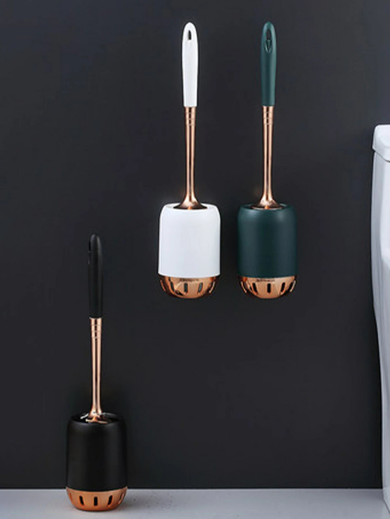 WORTHBUY pakabinamas tualeto šepetys su laikikliu WC ilga rankena Valymo šepetėlis, nuimamas be negyvo kampo, vonios kambario įrankiai